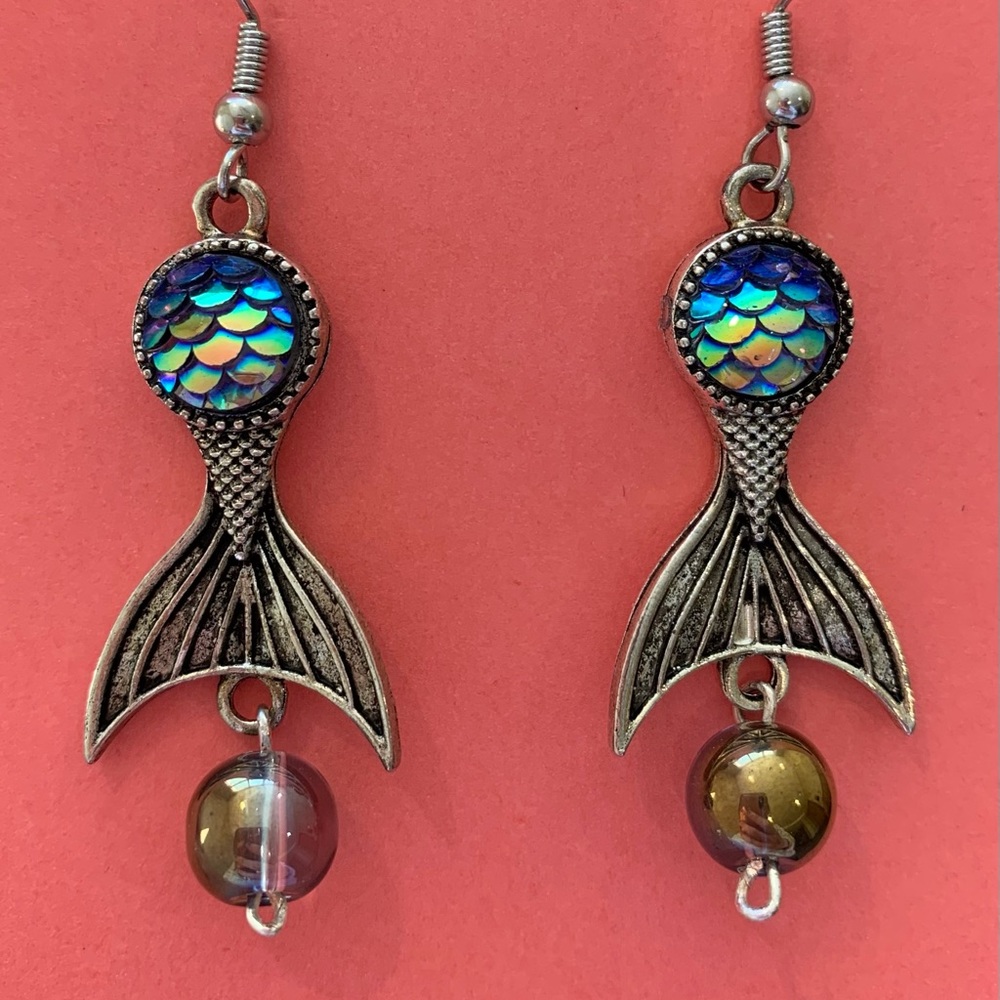 COPY - Handmade mermaid iridescent sea earrings
